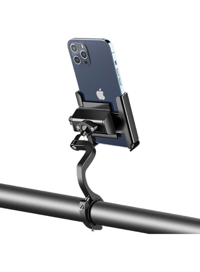 Move Iron Bicycle Phone Holder, Electric Motorcycle Phone Mount, Fixed Riding Navigation Bracket, Heightened Handlebar Style, Black - Image 1