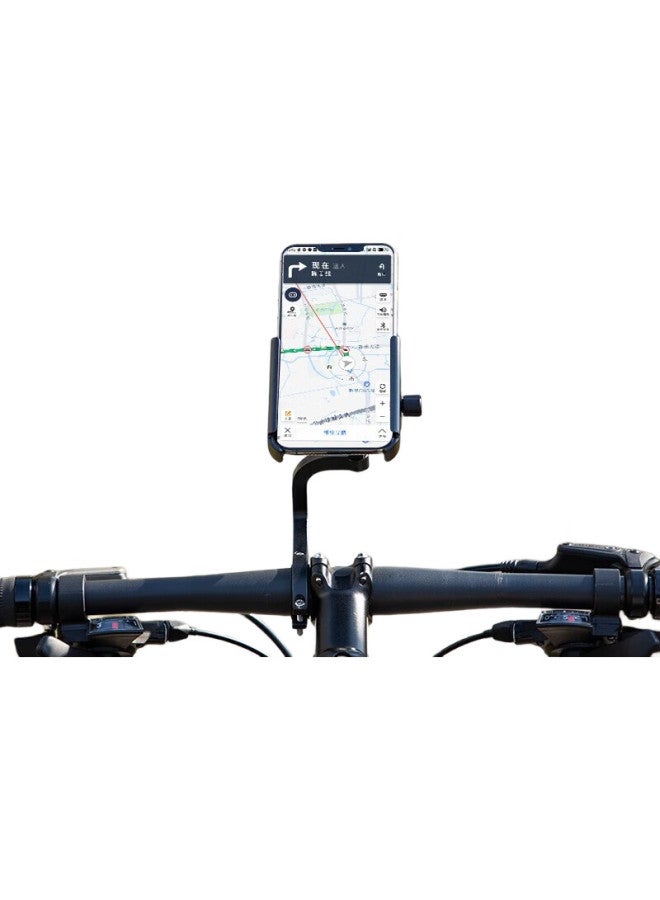 Move Iron Bicycle Phone Holder, Electric Motorcycle Phone Mount, Fixed Riding Navigation Bracket, Heightened Handlebar Style, Black - Image 2