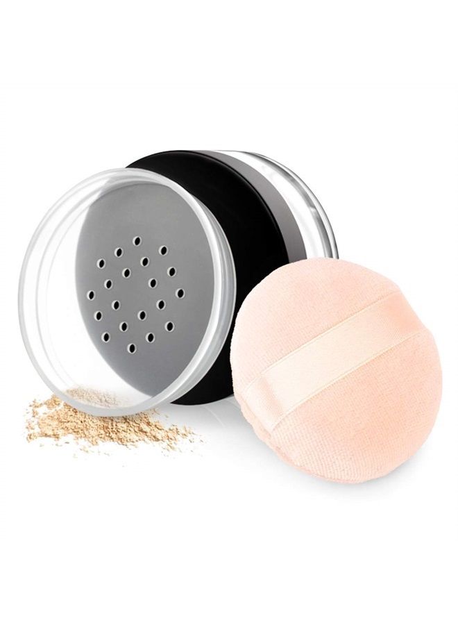 Kalevel Empty Makeup Powder Container 50ml with Puff Loose Face Powder Compact Case Plastic Cosmetic Jars Travel Containers Refillable Powder Bottle Box Makeup Powder Holder with Sifter and Lid - Image 1