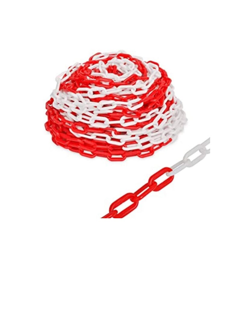 Multi-Purpose PVC Barrier Chain For Safety Parking Space, Decorative Garden Fence And Warehouse Caution Safe Barrier Etc… (6MMx15M Red & White)  - Image 1