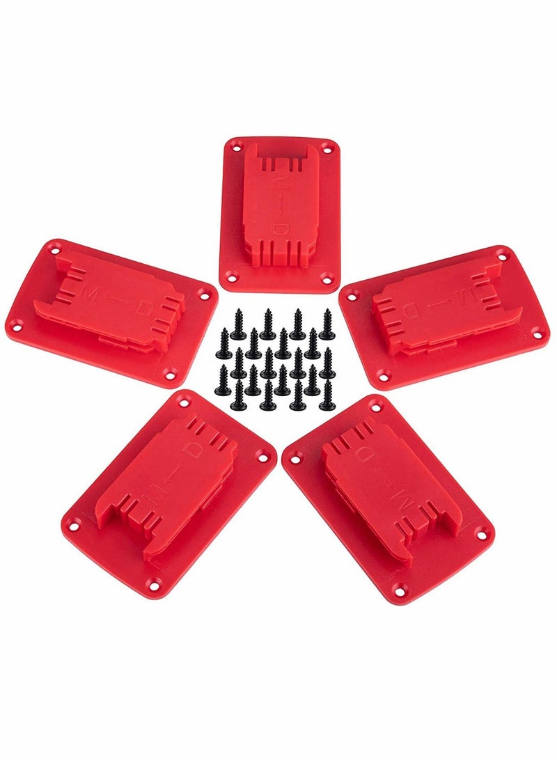 Y&D Tool holder, 5 Packs Holder Mount for Milwaukee M18 Tool, Also Fit Dewalt 20V, 12V Drill Holder, Hanger (Lot of 5, Red)  - Image 1