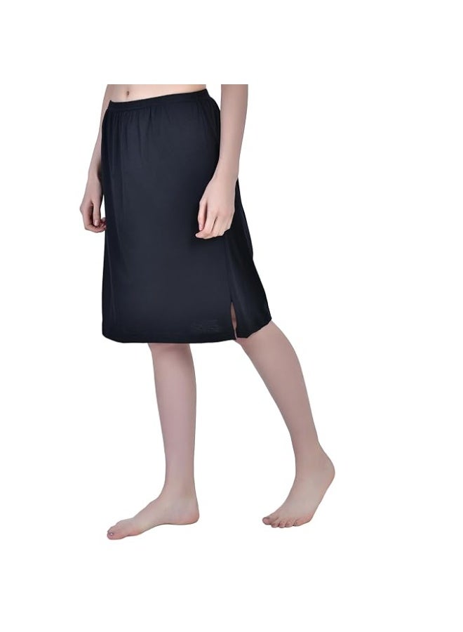 Aimly Women's Cotton Knee Length Skirt - Black (Pack of 2) - Image 4