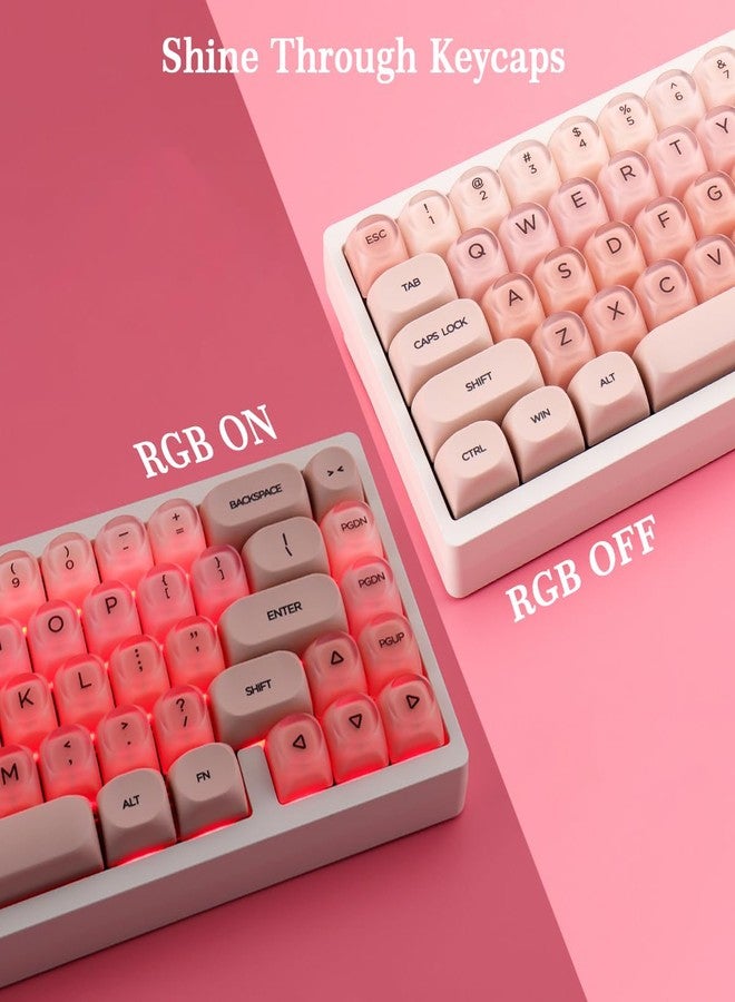 Hyekit PBT Keycaps MOA Profile Liquid Foundation Cute Keycaps 132 Keys Semi-Translucent Matte Crystalsi Keycap Set for Cherry MX Magnetic Switches Mechanical Keyboard - Image 2
