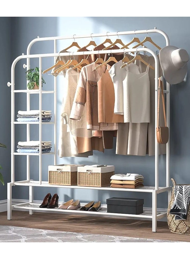 DubaiGallery Clothes Rack,Open Wardrobe Coat Racks,Freestanding Hanger Double Rods,Mobile Coat Rack,Multifunctional Bedroom Clothes Rack,Metal Clothes Rail,for Dressing Room，Bedroom.  - Image 1