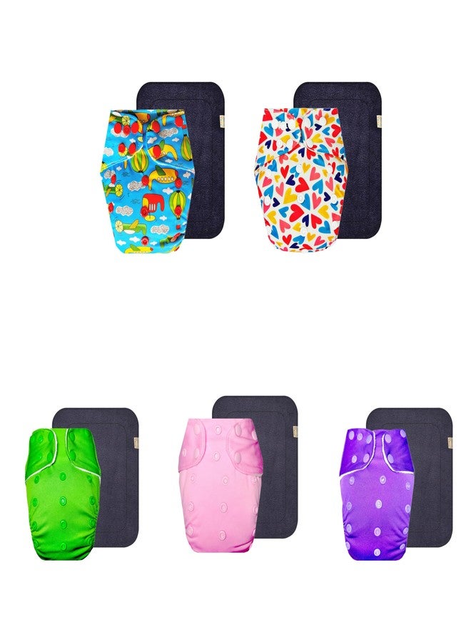 حفاضات دمبلدو القماشية الممتازة مع حشوة رمادية (عبوة من 5) | ناعمة ولطيفة | مانعة للتسرب | أزرار كبس قابلة للتعديل | مناسبة للارتداء طوال اليوم | من 3 أشهر إلى 3 سنوات | للجنسين - Image 1