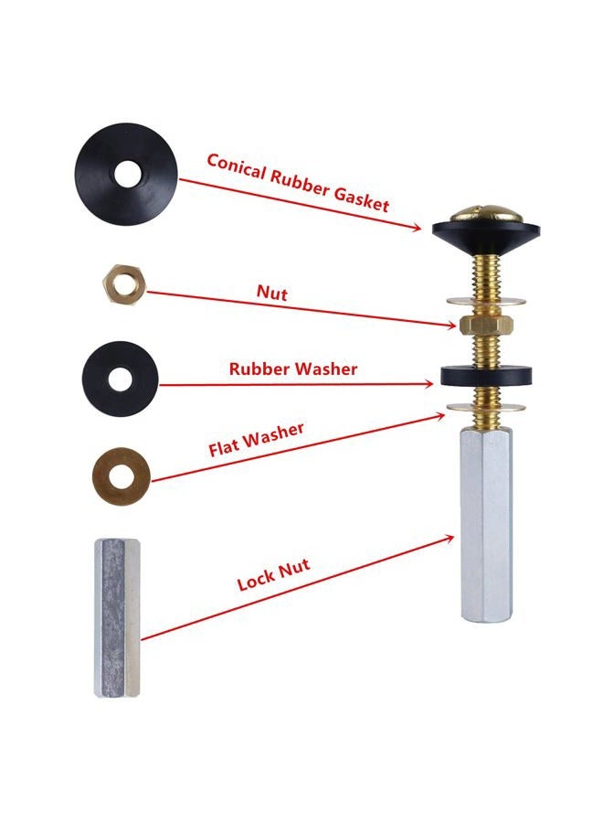 ANTFEES 2 Pack Universal Toilet Tank to Bowl Bolt Kits, antfees Heavy Duty Toilet Seat Bolts Replacement Kit with Long Nuts Rubber Washers, Easy to Install - Image 5