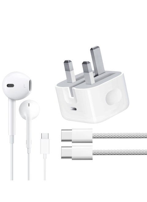Original  20W Chager 60w 3A Braided   Cable and USB-C Airphone [MFi Certified] For iPhone 16/15/Plus/Pro/16 Pro Max.