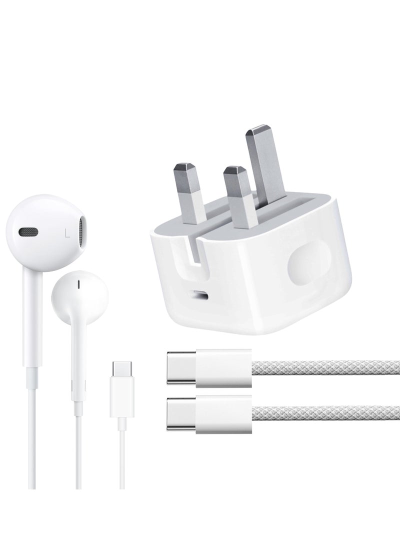 SH PROTECT TOUCH - Original  20W Chager 60w 3A Braided   Cable and USB-C Airphone [MFi Certified] For iPhone 16/15/Plus/Pro/16 Pro Max. - Image 1