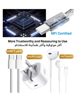 SH PROTECT TOUCH Original  20W Chager 60w 3A Braided   Cable and USB-C Airphone [MFi Certified] For iPhone 16/15/Plus/Pro/16 Pro Max.  - Image 2