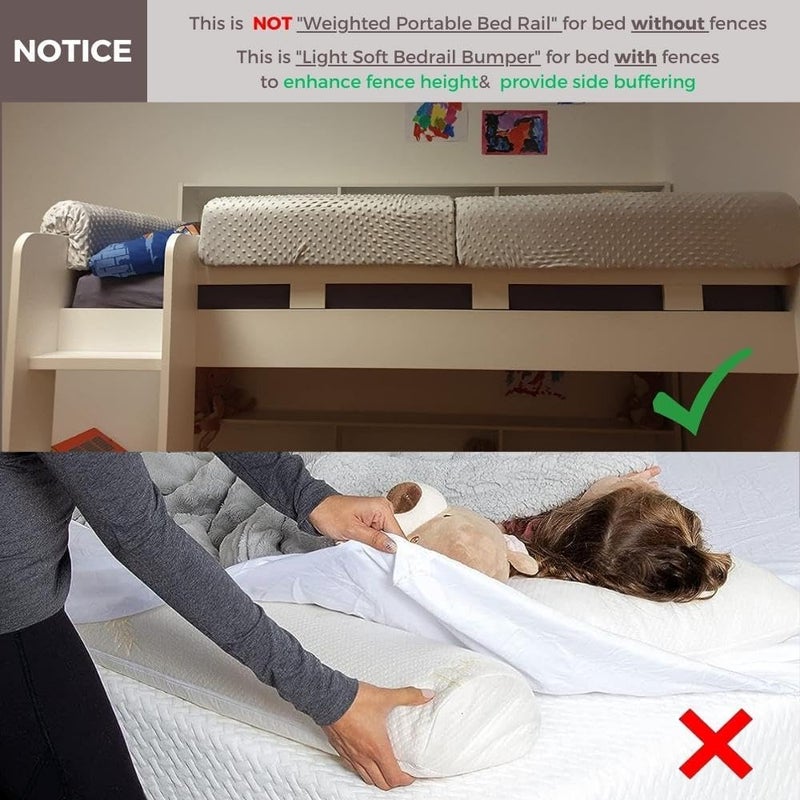 Wonder Space Toddlers Bed Rail Bumpers Protecter  Childrens Bed Guardrail Padding  AntiCollision  Increased Height  Fall Prevention  Easy Installation Enhanced Safety Mostly Fit Grey 3ft - Image 4