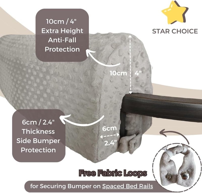 Wonder Space Toddlers Bed Rail Bumpers Protecter  Childrens Bed Guardrail Padding  AntiCollision  Increased Height  Fall Prevention  Easy Installation Enhanced Safety Mostly Fit Grey 3ft - Image 5