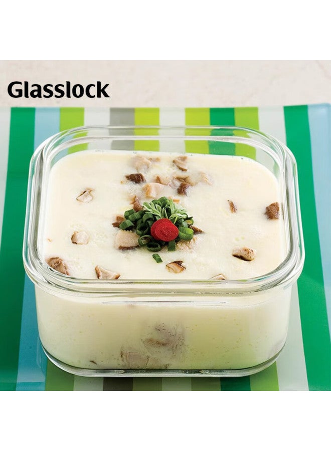Glasslock حاوية تخزين الطعام من جلاسلوك صندوق تخزين الثلاجة صندوق غداء زجاجي مقاوم للحرارة محكم الإغلاق مستورد سعة كبيرة مربع 900 مل - Image 2