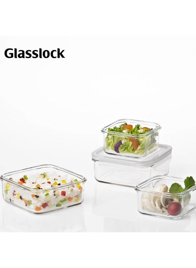 Glasslock حاوية تخزين الطعام من جلاسلوك صندوق تخزين الثلاجة صندوق غداء زجاجي مقاوم للحرارة محكم الإغلاق مستورد سعة كبيرة مربع 900 مل - Image 4