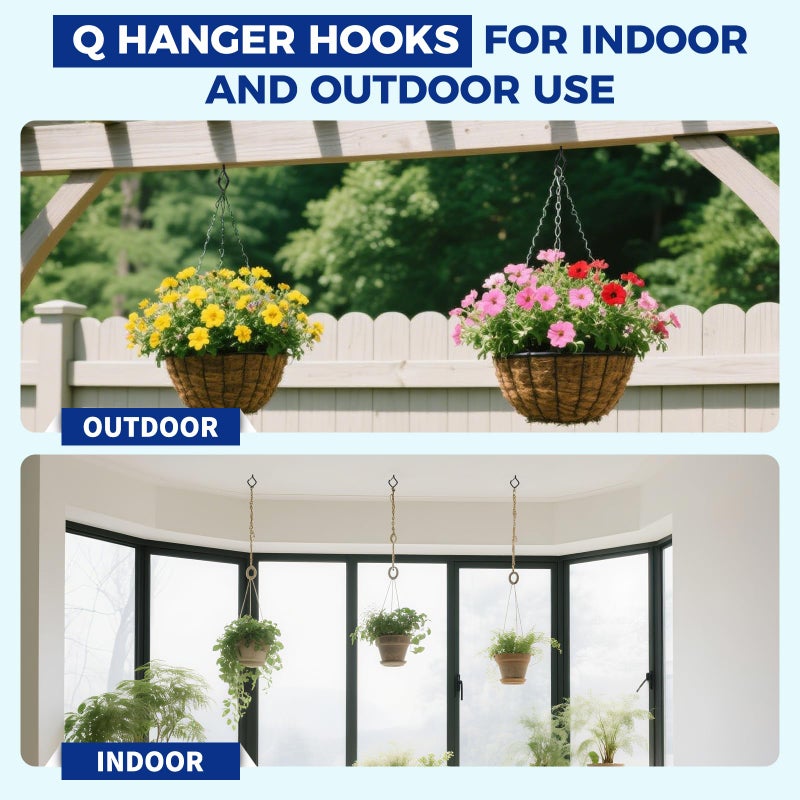 RELBRO Q Hanger Hooks, 2.2 Inch Metal Screw Hooks with Safety Buckle, Heavy Duty, Weatherproof, Black, 20 Pcs - Image 4