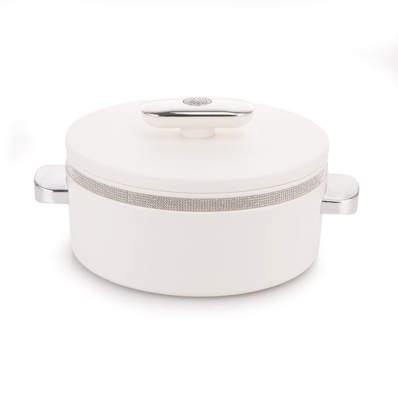 NAYASA طاجن نايازا سافير المعزول من الداخل بالفولاذ | 2000 مل | خالي من BPA | درجة غذائية | للاستخدام في حفظ الروتي | تقديم الدال، الشوال، الصلصة | وعاء ساخن للمطبخ | صندوق شباتي | أبيض - Image 1