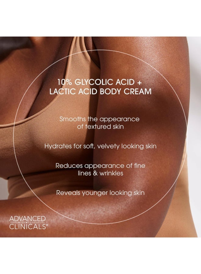 Advanced Clinicals 10% Glycolic Acid + Lactic Acid Exfoliating Body Cream 454g – Anti-Aging Exfoliation for Smooth Skin - Image 4