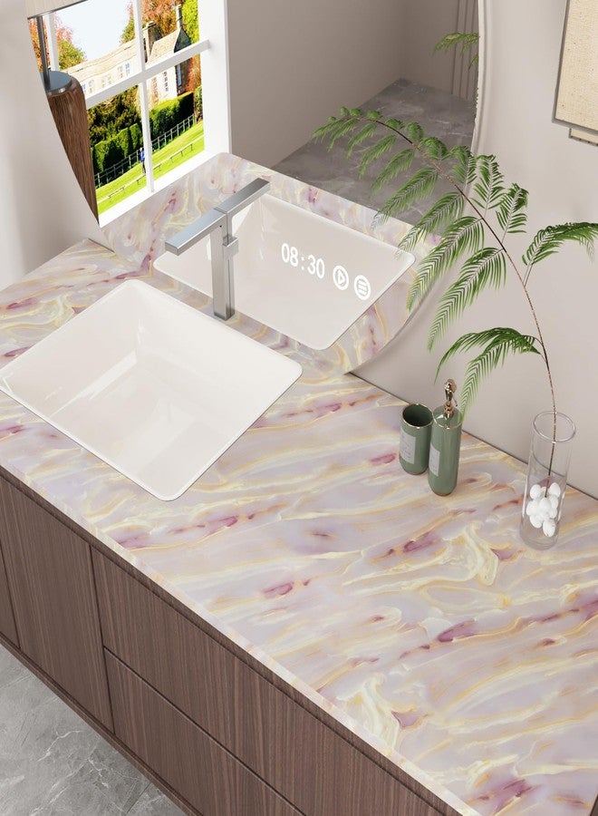 CRE8TIVE Matte Gold Pink Marble Contact Paper 12"x80" Liquid Marble Wallpaper for Kitchen Countertop Peel and Stick Wallpaper Removable Self Adhesive Vinyl Warp for Bathroom Cabinets Desks Table Tops - Image 4
