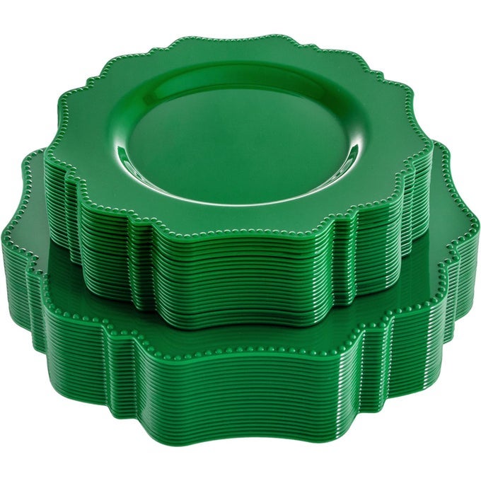 DISPOSABLE PARTY PLASTIC PLATES 60PCS GREEN PLASTIC PARTY PLATES HEAVY DUTY 30 DINNER PLATE 105 AND 30 SALADDESSERT PLATE 825 FOR ST PATRICKS DAY