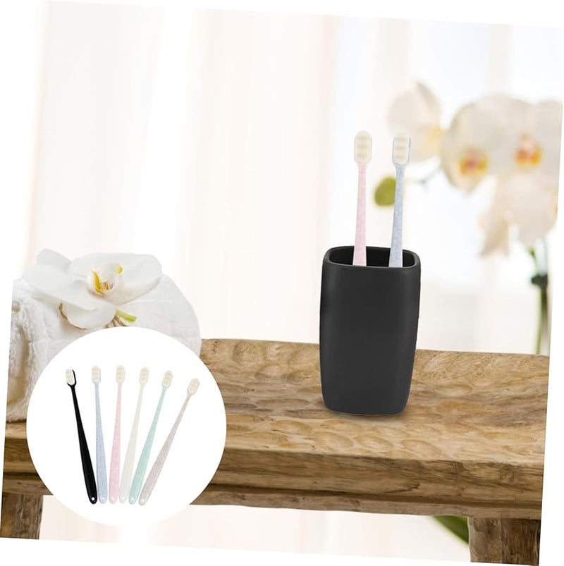 6Pcs Soft Bristle Toothbrush for Adults Ergonomic Design Green Beige Black White Oral Health Care - Image 3