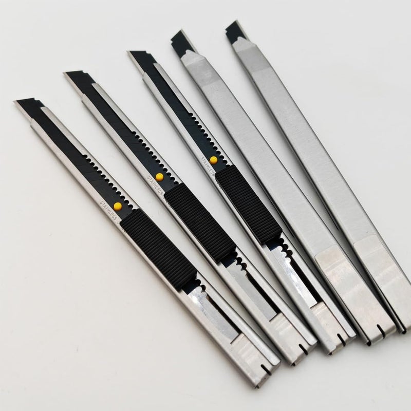 Gebildet 5pcs Right and Left Hand Self-Lock Cutter Knife/Black 9mm Snap Off Blades /60° Blace/SS - Image 3