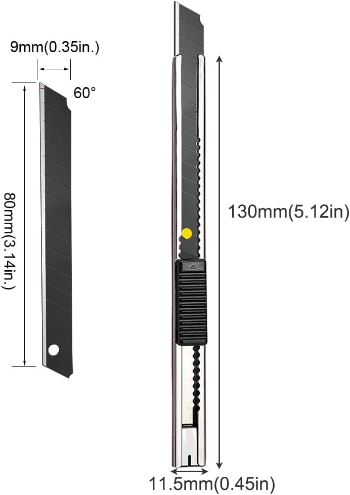 Gebildet 5pcs Right and Left Hand Self-Lock Cutter Knife/Black 9mm Snap Off Blades /60° Blace/SS - Image 5