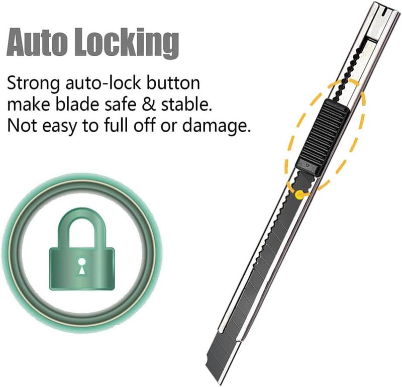 Gebildet 5pcs Right and Left Hand Self-Lock Cutter Knife/Black 9mm Snap Off Blades /60° Blace/SS - Image 1