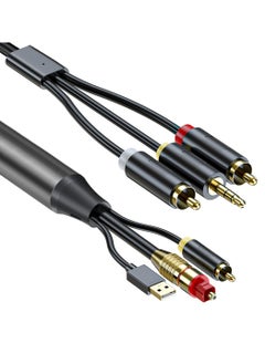 AV300 Digital to Analog Audio Conversion Cable, Digital SPDIF/Optical & Coaxial to Analog L/R RCA & 3.5mm AUX Stereo Audio Cable for Xbox/ for PS4/ for PS5/ TV/ Home Stereo (3M)