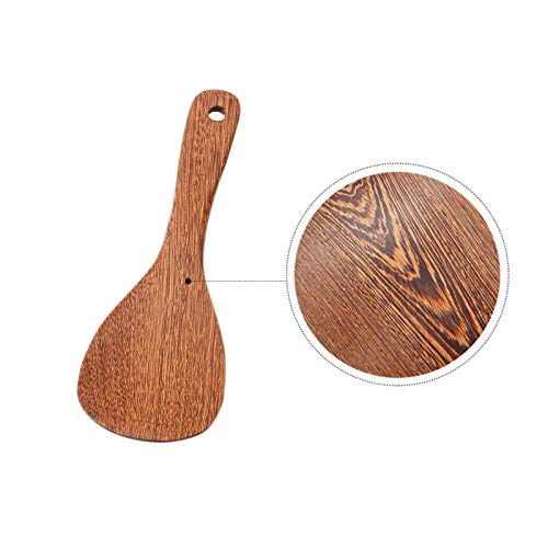 Yimaa 2 Pack Wooden Rice Spoon Rice Cooker Spatula Utensils Wood Rice Paddle Non Stick Rice Spatula Kitchen Cooking Salad Tongs Rice Serving Spoon Set - Image 4