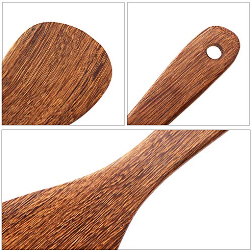 Yimaa 2 Pack Wooden Rice Spoon Rice Cooker Spatula Utensils Wood Rice Paddle Non Stick Rice Spatula Kitchen Cooking Salad Tongs Rice Serving Spoon Set - Image 3