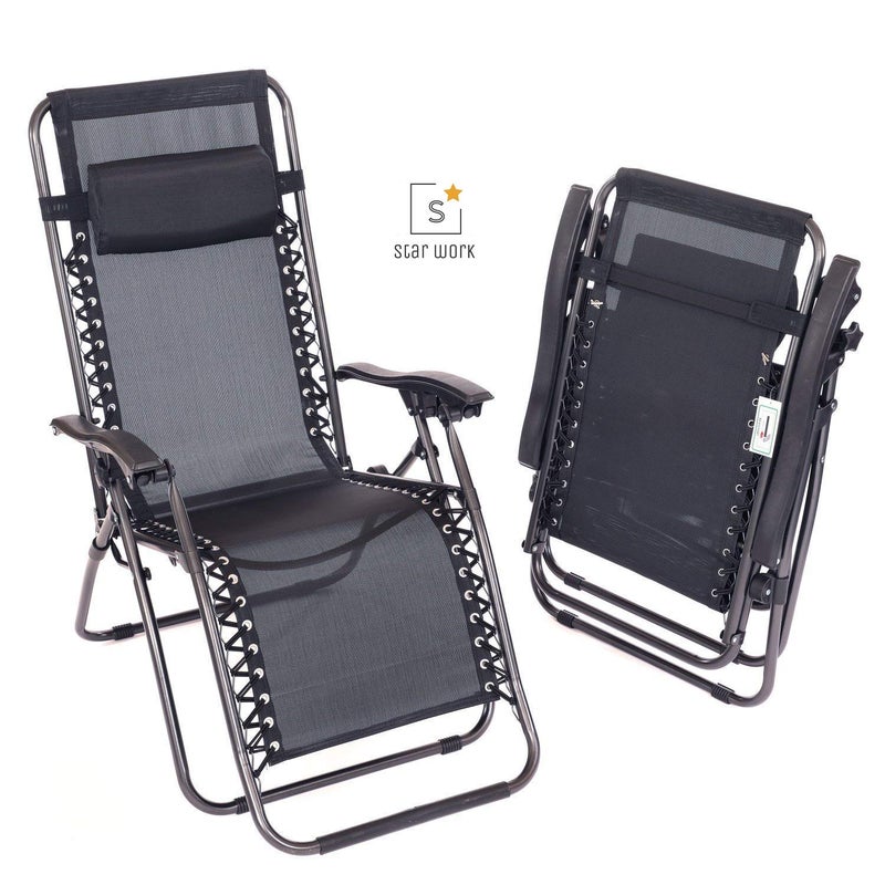 STAR WORK Portable Folding Chair with Arm Rest Indoor and Outdoor use Reclining Relax Chair - Image 3
