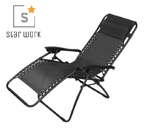 STAR WORK Portable Folding Chair with Arm Rest Indoor and Outdoor use Reclining Relax Chair - Image 2