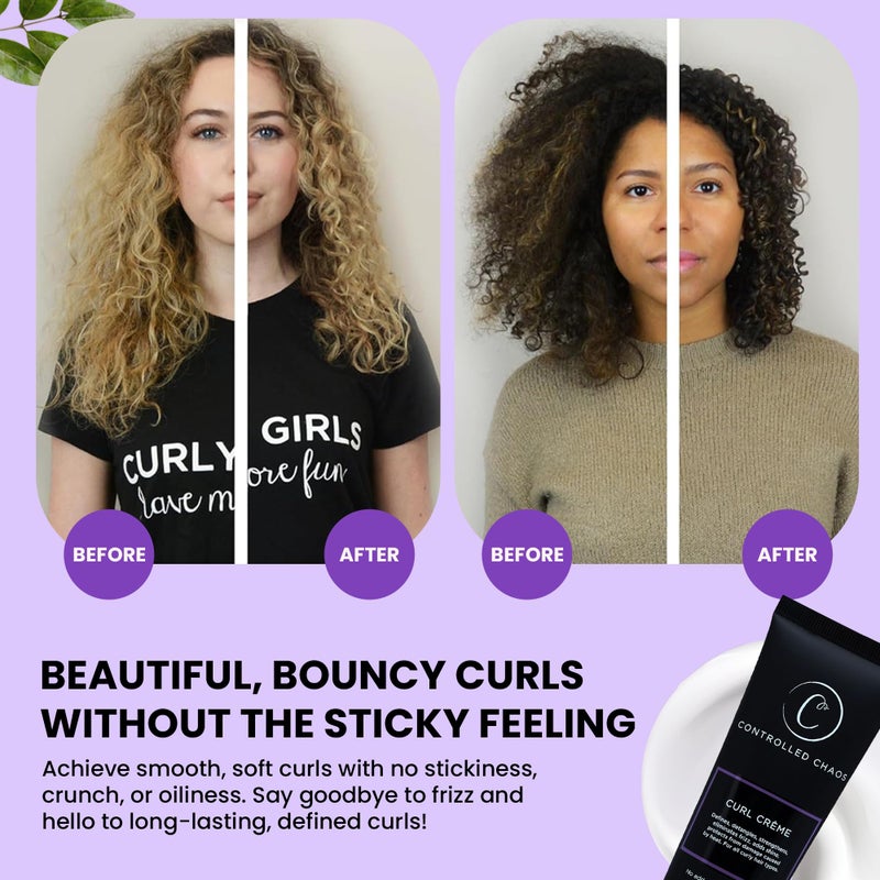 Controlled Chaos, As Seen on Shark Tank Curl Defining Cream for All Hair Types to Add Smoothness and Control Curly, Sulfate-Free Curl Cream (3oz) - Image 5