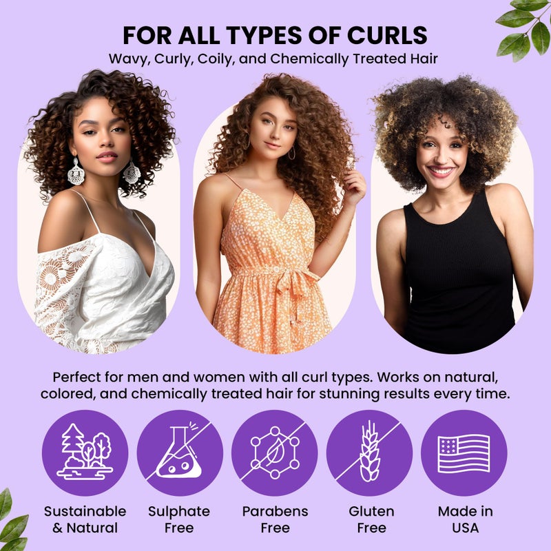 Controlled Chaos, As Seen on Shark Tank Curl Defining Cream for All Hair Types to Add Smoothness and Control Curly, Sulfate-Free Curl Cream (3oz) - Image 4