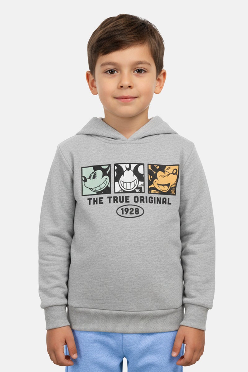 Disney x Mickey And Friends Toddlers Boy Long Sleeve Hoodie, Grey - Image 1