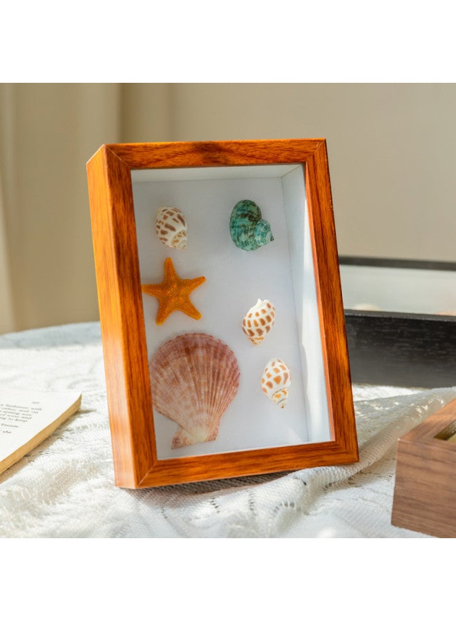 Three-dimensional Hollow Frame Framed 3cm5cm Dried Flower Gift Specimen Diy Photo Frame Display Frame 8 Inch 10 Inch A4-Colour:6inch The Table Can Be Placed 10.2*15.2cm - Mahogany Color Hollow 3cm + Free Bottom Cardboard  - Image 1