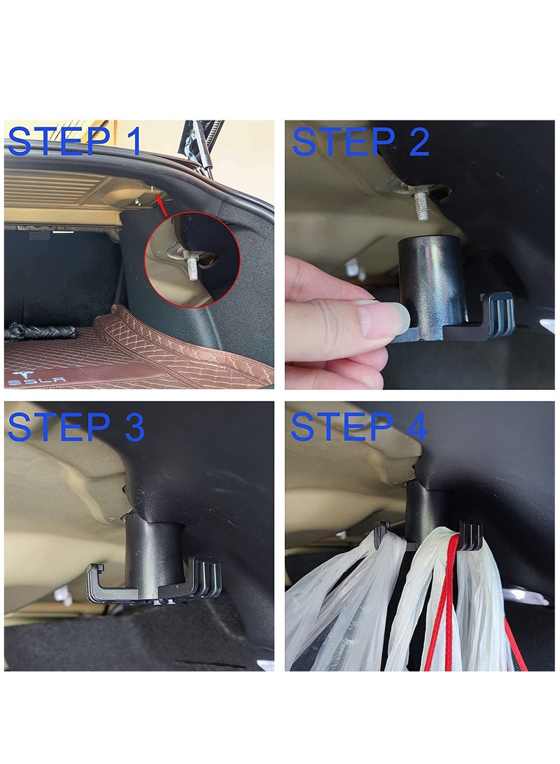 SYOSI Bag Hook for Tesla Model 3 ABS Front Rear Trunk Grocery FrunkorTrunk Bolt Cover Front Hook Holding Clips Hooks Clip Bolt Cover Interior Accessories Trunk hook Black  - Image 4
