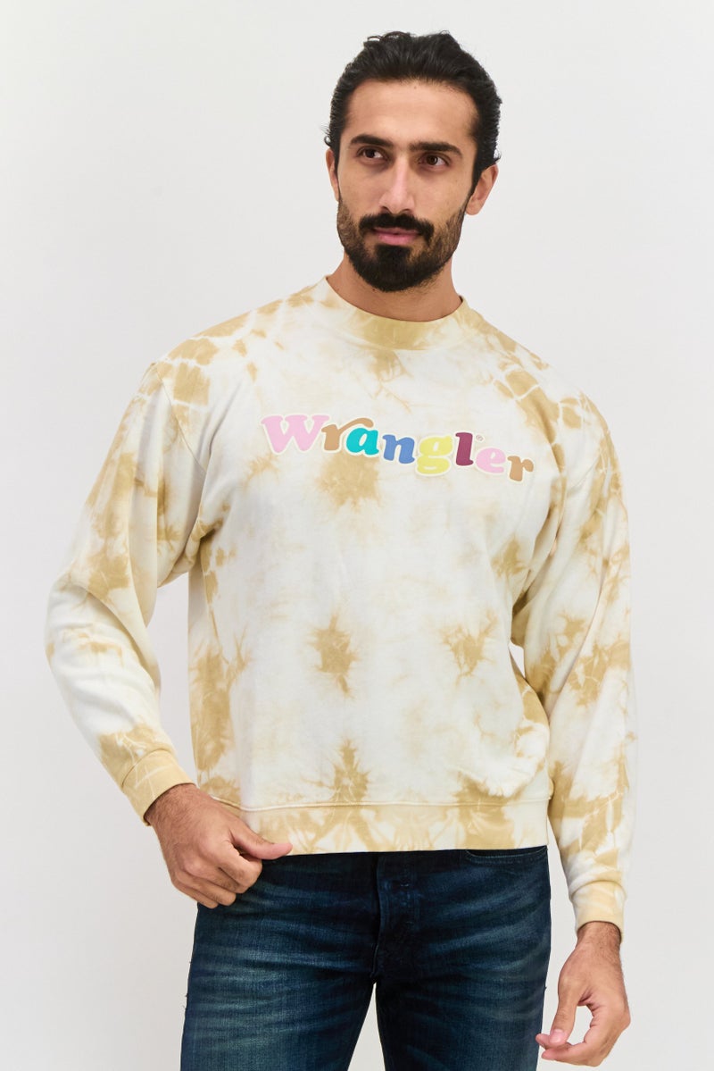 Wrangler Men Crew Neck Short Sleeve Graphic Sweatshirt, Beige Combo - Image 1