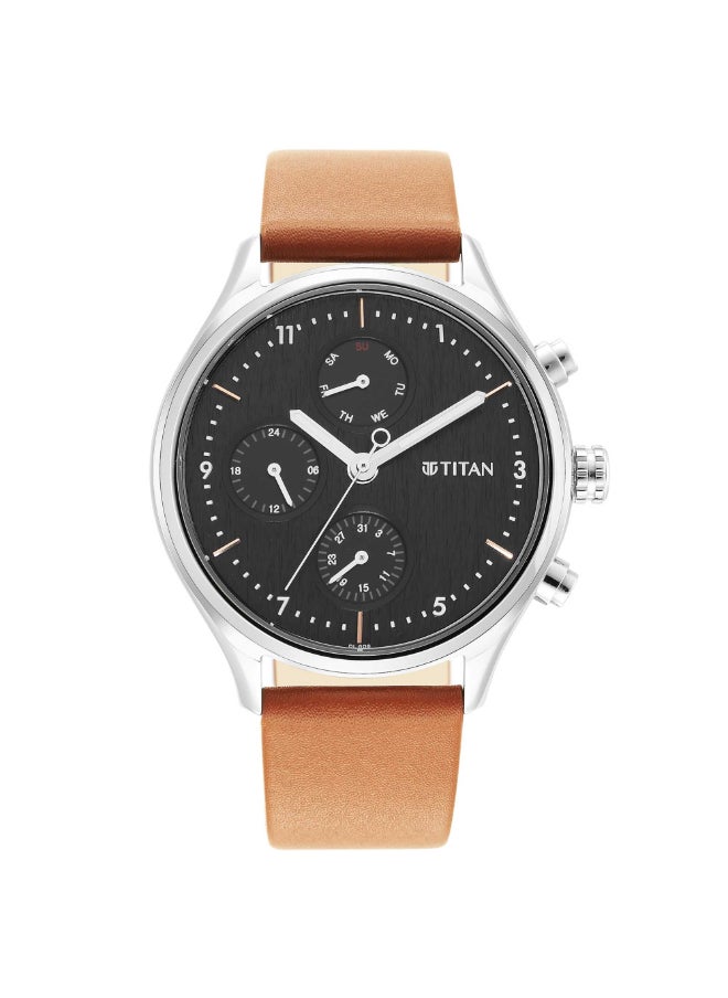 TITAN - Neo Black Dial Quartz Multifunction Leather Strap watch for Men - Image 1