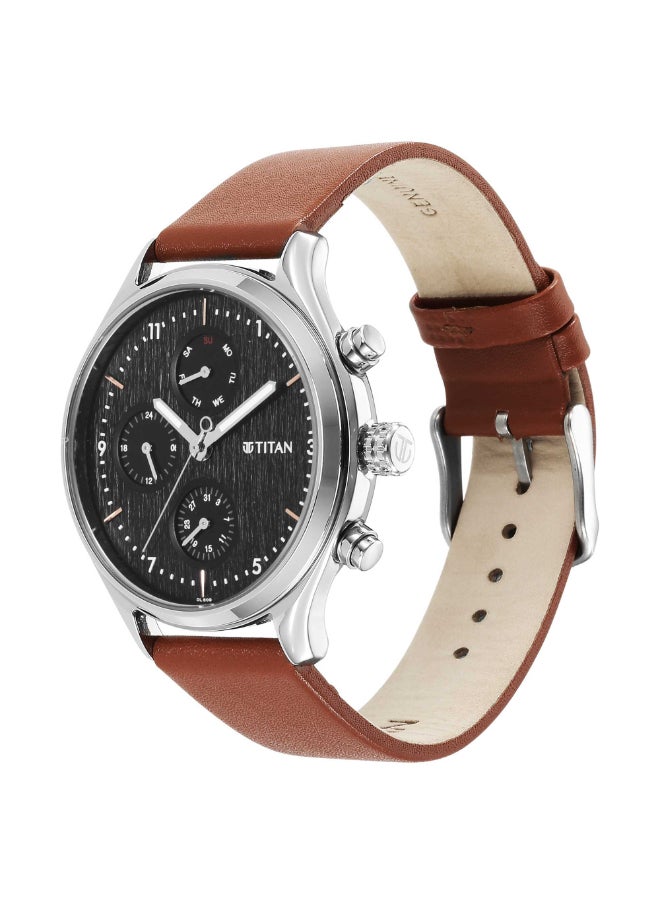 TITAN - Neo Black Dial Quartz Multifunction Leather Strap watch for Men - Image 1