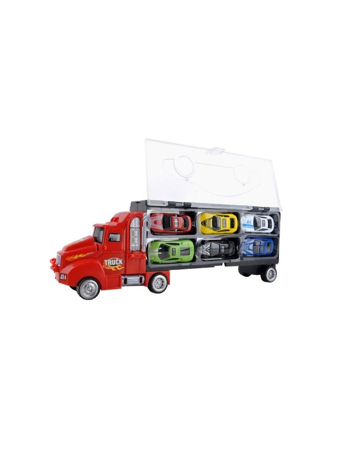 LONGHONG - Toy Truck Transport Car Carrier Toy for Boys and Girls age 3-10 yrs old - Hauler Truck Includes 6 Toy Cars and Accessories - Ideal Gift For Kids - Image 1