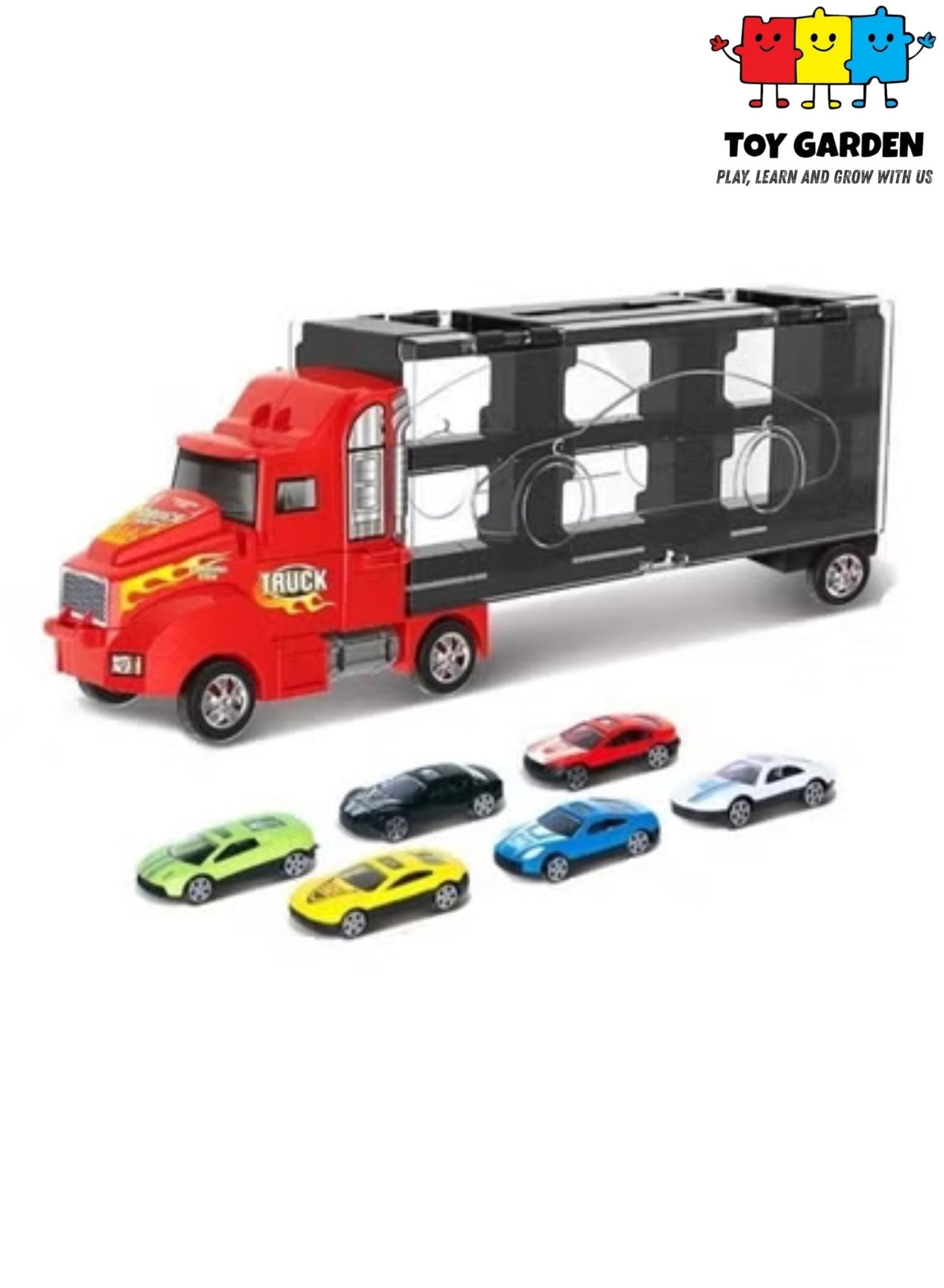 Toy Truck Transport Car Carrier Toy for Boys and Girls age 3-10 yrs old - Hauler Truck Includes 6 Toy Cars and Accessories - Ideal Gift For Kids