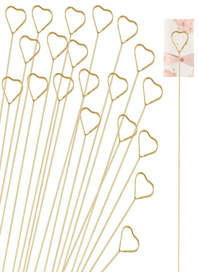 ADLABLD 20Pcs Picture Holders for Centerpieces, Heart Floral Place Card Holder Gift Card Holder Picks for Flower Bouquet Wedding Party Birthday - Image 1