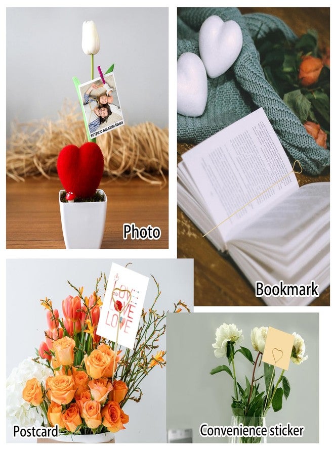 ADLABLD 20Pcs Picture Holders for Centerpieces, Heart Floral Place Card Holder Gift Card Holder Picks for Flower Bouquet Wedding Party Birthday - Image 5