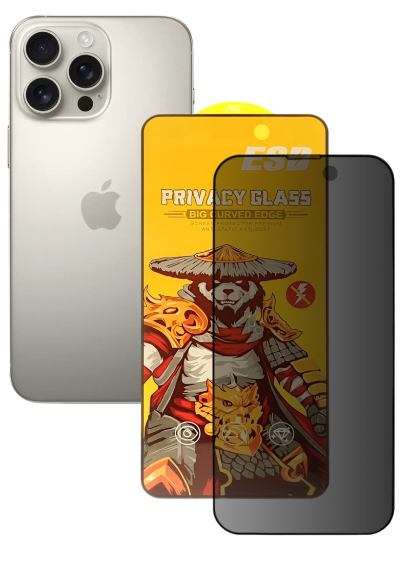 ESD Tempered Dustproof Privacy Glass Screen Protector Compatible For iPhone 16 Pro Max - Image 1