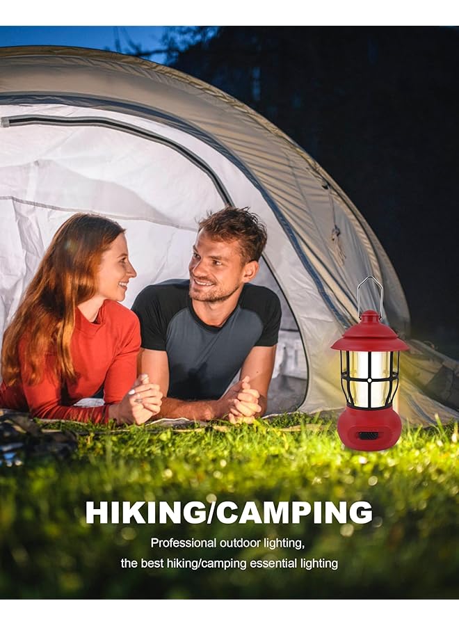 كاست ويف فانوس تخييم قابل لإعادة الشحن، مصباح يدوي LED مع وضعي إضاءة مزدوجين، خطاف لسهولة التعليق، مثالي لانقطاع التيار الكهربائي والنزهات وصيد الأسماك والتخييم (أحمر) - Image 2