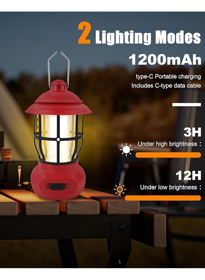 كاست ويف فانوس تخييم قابل لإعادة الشحن، مصباح يدوي LED مع وضعي إضاءة مزدوجين، خطاف لسهولة التعليق، مثالي لانقطاع التيار الكهربائي والنزهات وصيد الأسماك والتخييم (أحمر) - Image 4