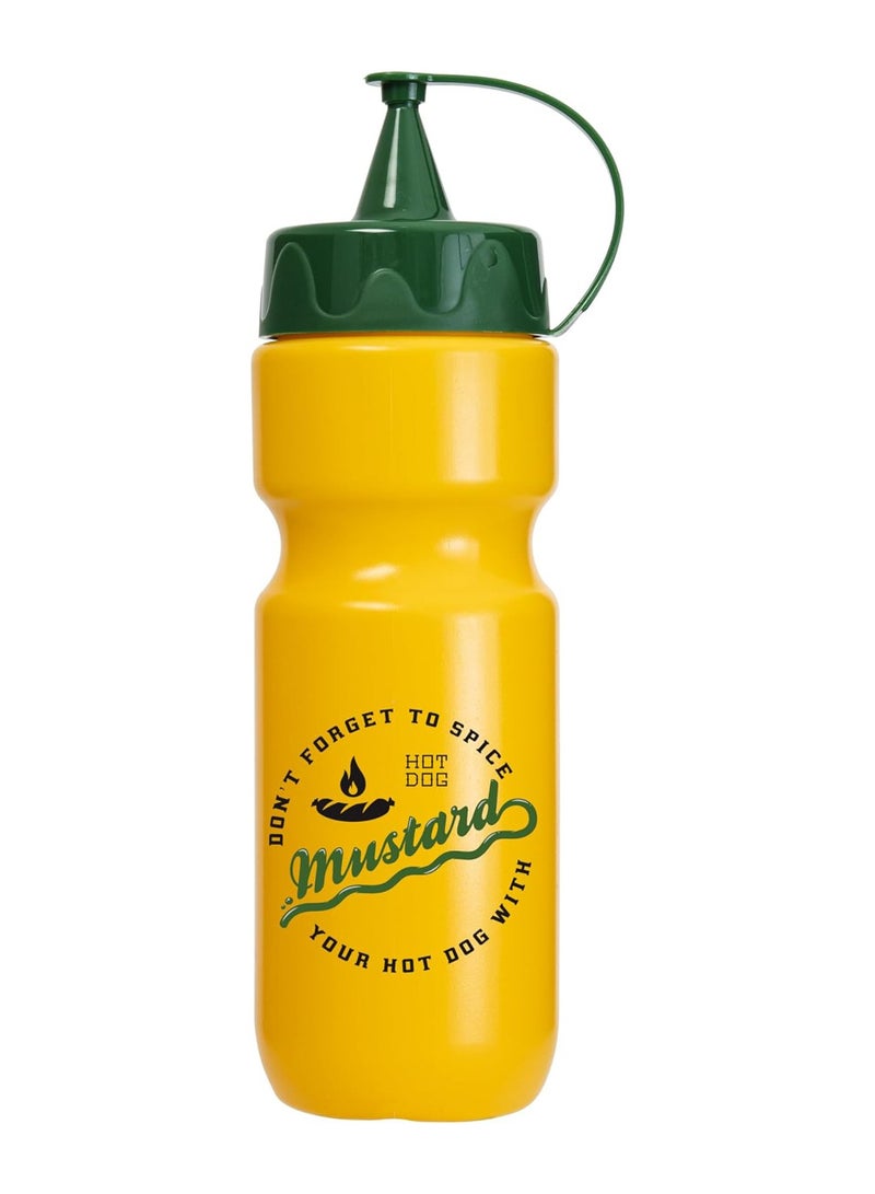 HEREVIN Herevin 660ml Mustard Yellow Decorated Mustard Dispenser Bottle – BPA-Free PP & PE Easy-Squeeze Condiment Bottle with Snap-On Cap – Reusable - Image 3