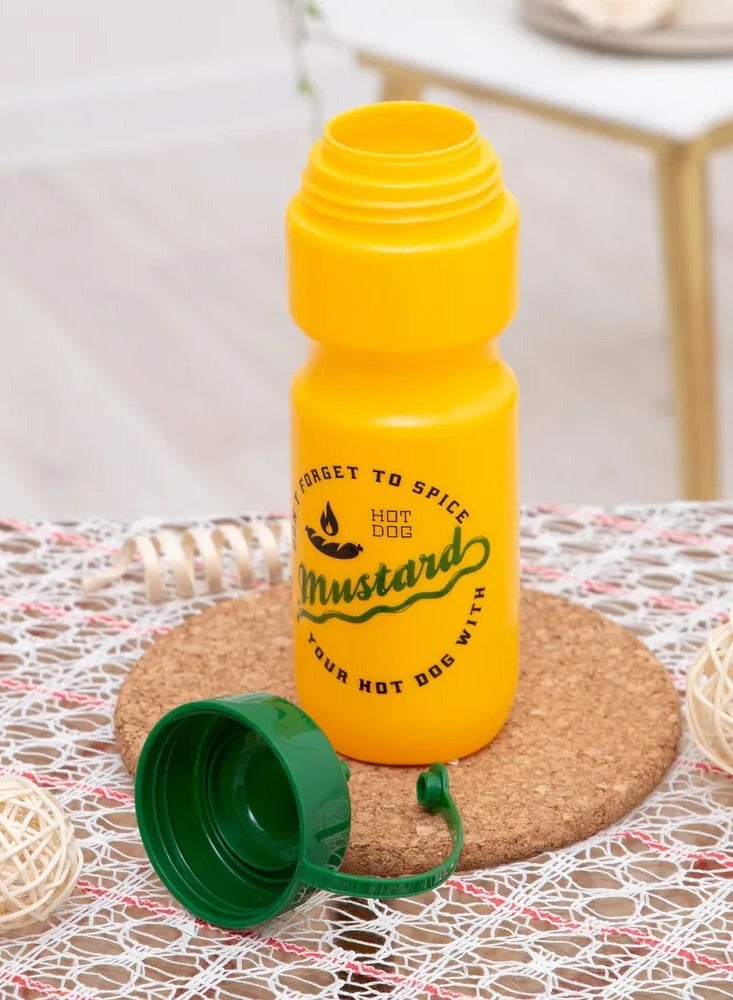 HEREVIN Herevin 660ml Mustard Yellow Decorated Mustard Dispenser Bottle – BPA-Free PP & PE Easy-Squeeze Condiment Bottle with Snap-On Cap – Reusable - Image 5