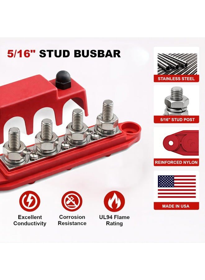 MGI SpeedWare 4 Post Power Distribution Block Busbar with Cover (5/16", Red) - Image 3