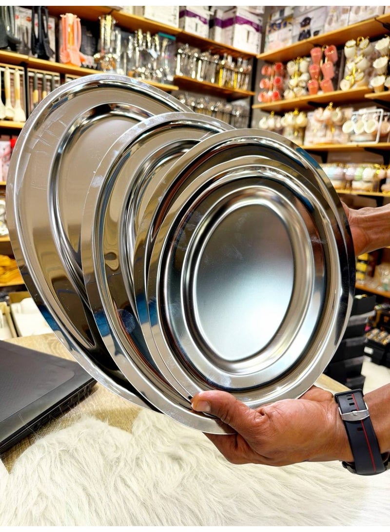 To complete your dining experience with elegance, we've brought you a 4-piece oval serving set. Made of 18/10 stainless steel with a magnetic closure. High-quality Egyptian product. 45 40 35 30 - Image 2